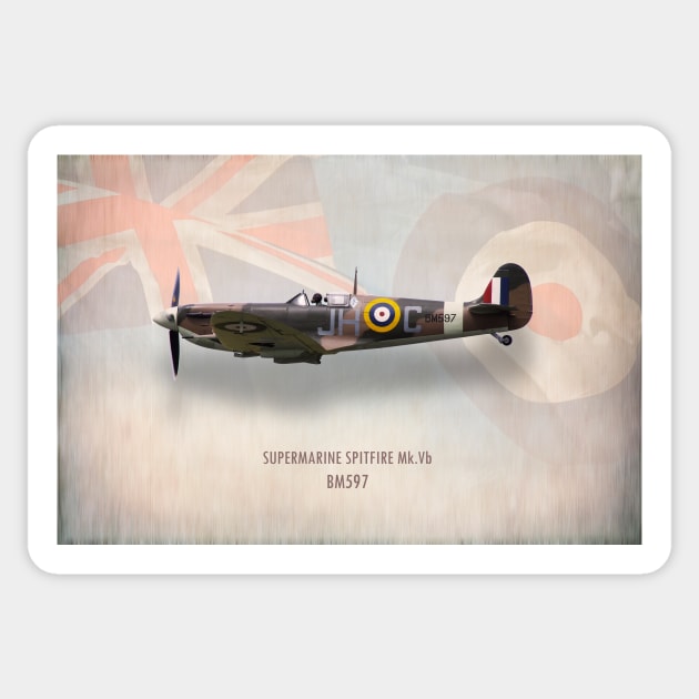 Supermarine Spitfire Mk Vb BM597 Sticker by aviationart